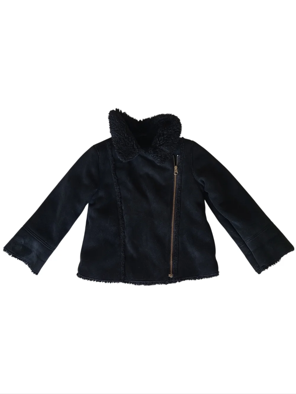 Baby GAP faux suede sherpa lined jacket/coat black size girls 4T